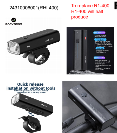 Фонарь велосипедный передний ROCKBROS RHL 400